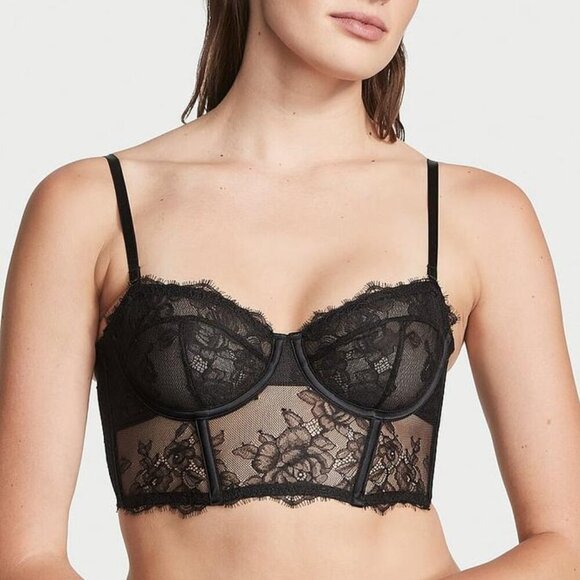 New! Victoria's Secret Very Sexy VS Archives Black Rose Lace Bra Top 20030 - Picture 2 of 9